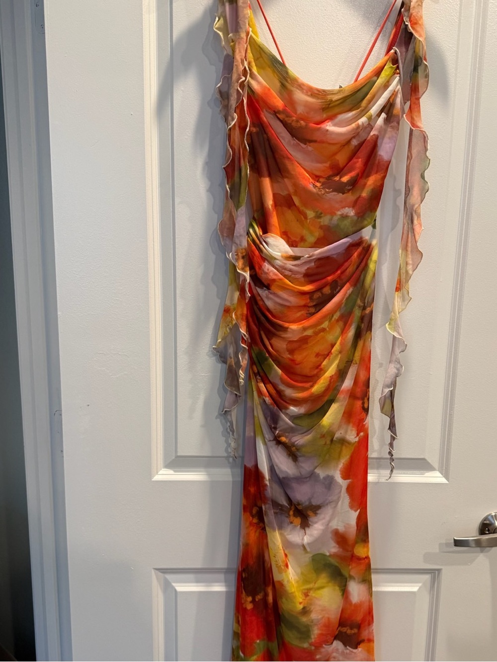 ASOS Orange Multi-Color Floral Ruffle Maxi Dress - Picture 2 of 6